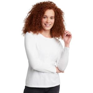 Hanes Womens Originals Long Sleeve Cotton T-Shirt, Lightweight Crewneck Tee, Modern Fit(White)