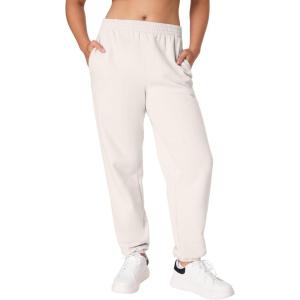 Hanes Womens Originals Midweight Fleece Joggers, Sweatpants with Pockets, Place Flowers, 30″, Plus(Natural)