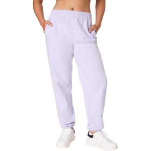 Hanes Womens Originals Midweight Fleece Joggers, Sweatpants with Pockets, Place Flowers, 30″, Plus(Urban Lilac)
