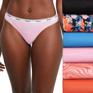 Hanes Women’s Originals Thong Panties, Breathable Stretch Cotton Underwear, Assorted, 6-Pack(Fashion Color Mix)