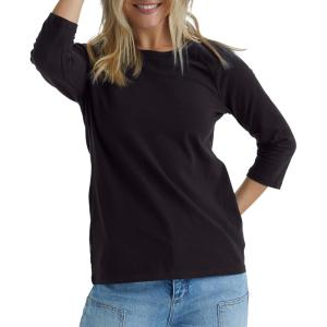Hanes Women’s Raglan Sleeve Stretch Cotton Crewneck Tee(Black)