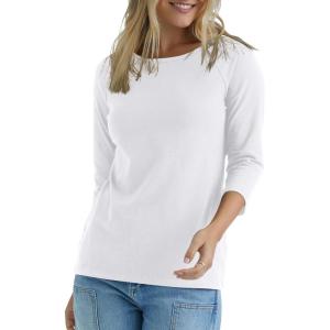 Hanes Women’s Raglan Sleeve Stretch Cotton Crewneck Tee(White)