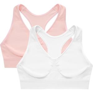 Hanes Women’s Seamless Racerback Bra, Pullover Full-Coverage Bralette, 2-Pack(White/ Light Buff)