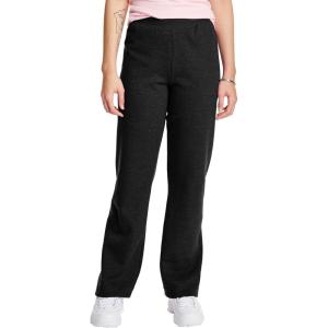 Hanes Womens Sweatpants, EcoSmart Fleece Pants, Pocketless Open-Bottom Sweatpant, Regular & Petite(Ebony)