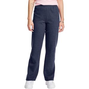 Hanes Womens Sweatpants, EcoSmart Fleece Pants, Pocketless Open-Bottom Sweatpant, Regular & Petite(Navy Heather)