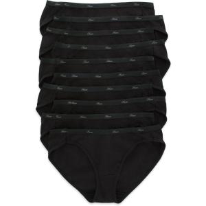 Hanes Women’s Underwear Briefs Pack, 10-Pack, Cotton Panties for Women, Moisture-Wicking, Full Coverage(10-pack Black (Bikini))