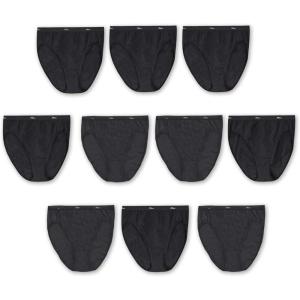 Hanes Women’s Underwear Briefs Pack, 10-Pack, Cotton Panties for Women, Moisture-Wicking, Full Coverage(10-pack Black (Hi-cut))
