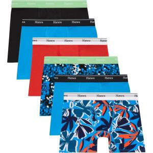 Hanes boys Originals Boxer Briefs, Stretch Cotton Underwear, Assorted, 6-pack(Black/Blue/Orange – 6 Pack)