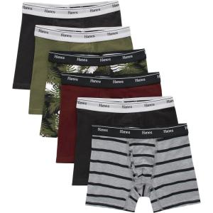 Hanes boys Originals Boxer Briefs, Stretch Cotton Underwear, Assorted, 6-pack(Black/Cargo/Olive Palm/Maroon/Stripe – 6 Pack)