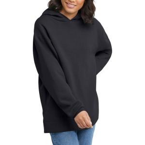 Hanes womens Ecosmart Fleece Hoodie, Midweight Sweatshirt for Women, Kanga Pocket(Ebony)