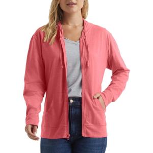 Hanes womens Slub Knit Full-zip Hoodie, Textured Cotton Zip-up T-shirt Hoodie for Women(Briny Pink)