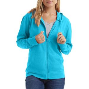Hanes womens Slub Knit Full-zip Hoodie, Textured Cotton Zip-up T-shirt Hoodie for Women(Process Blue)