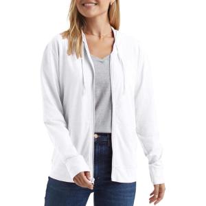 Hanes womens Slub Knit Full-zip Hoodie, Textured Cotton Zip-up T-shirt Hoodie for Women(White)