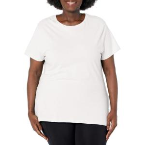 JUST My Size Womens Plus-Size Short Sleeve Crew Neck Tee(White)