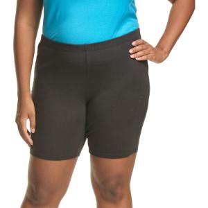 Just My Size Women’s Stretch Jersey Bike Shorts, Plus Size Pull-On Bike Shorts(Black)