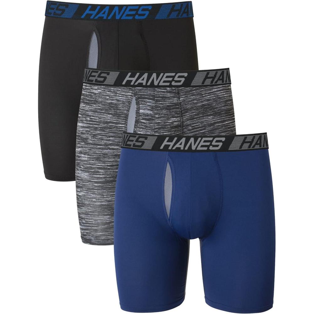 imageHanes Mens Boxer Briefs Underwear Total Support Pouch XTemp Cooling and Odor Control 3PackBlueGreyBlack