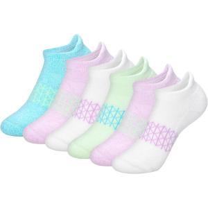 Hanes girls Socks Pack, Ankle, Crew, No Show 6 Pairs, Absolute Active Cushioned Ankle Socks for Girls(No Show Tab – Blue/Green)