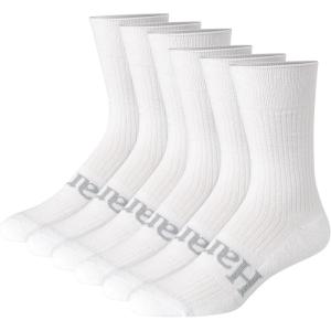 Hanes Men’s Originals Supersoft Crew Socks, Stretch Crew Socks For Men, 6-12, 6-Pairs(White)