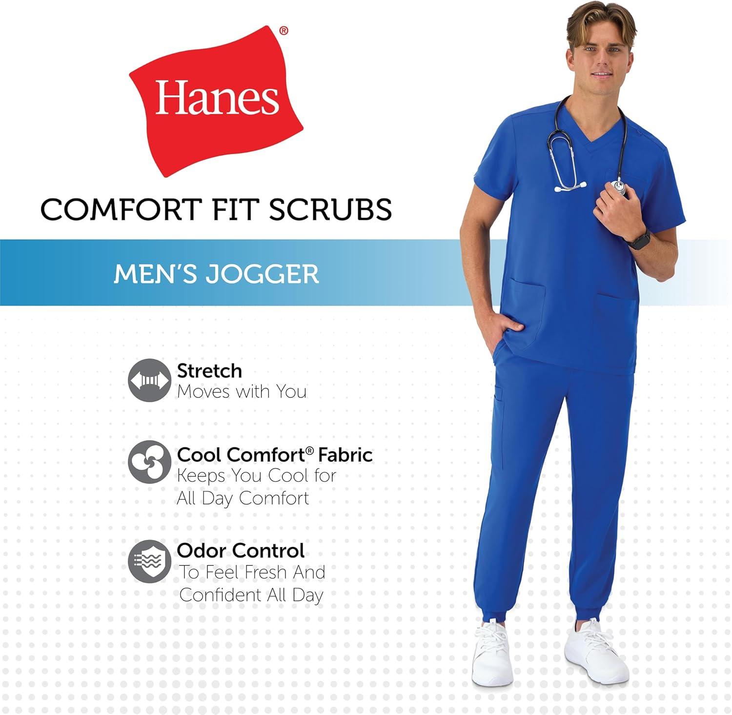 imageHanes Mens Scrubs Healthcare Joggers Scrub Joggers for Men MoistureWicking amp Odor Control Multiple PocketsCeil Blue 2