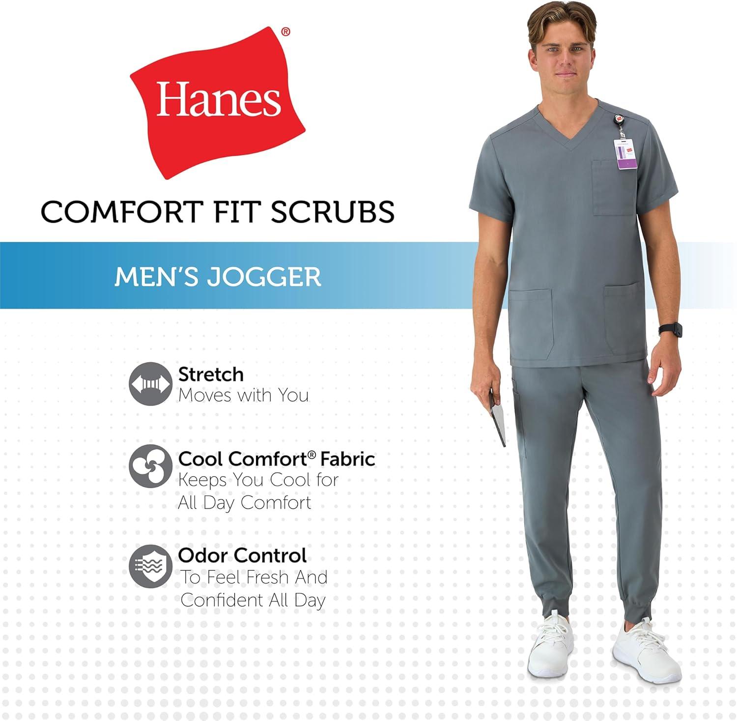 imageHanes Mens Scrubs Healthcare Joggers Scrub Joggers for Men MoistureWicking amp Odor Control Multiple PocketsSlate Grey