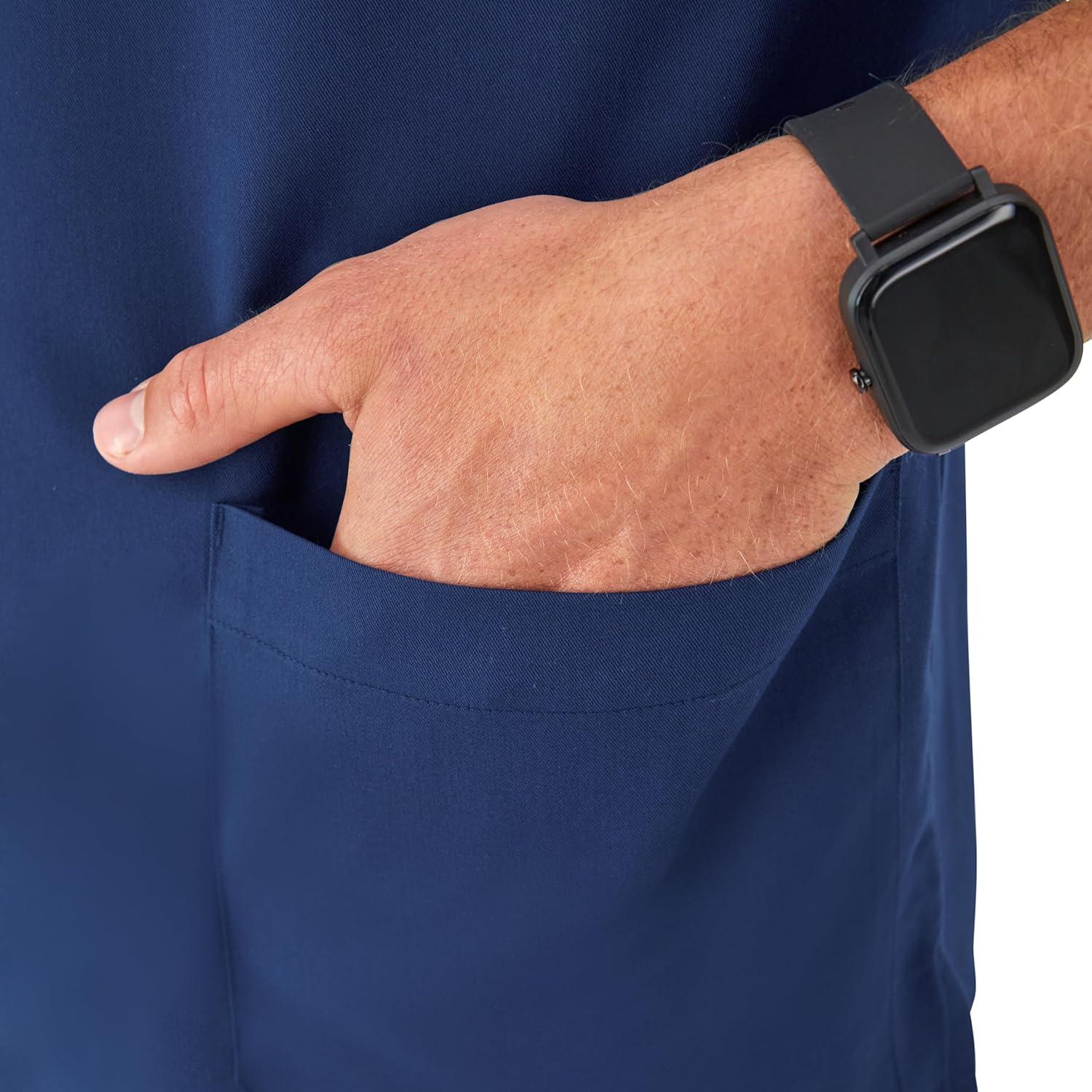imageHanes Mens Scrubs Healthcare Top MoistureWicking Stretch Scrub Shirts for Men Odor ControlAthletic Navy