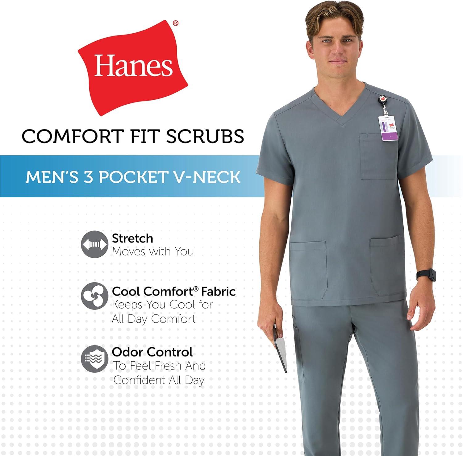 imageHanes Mens Scrubs Healthcare Top MoistureWicking Stretch Scrub Shirts for Men Odor ControlRoyal Blue
