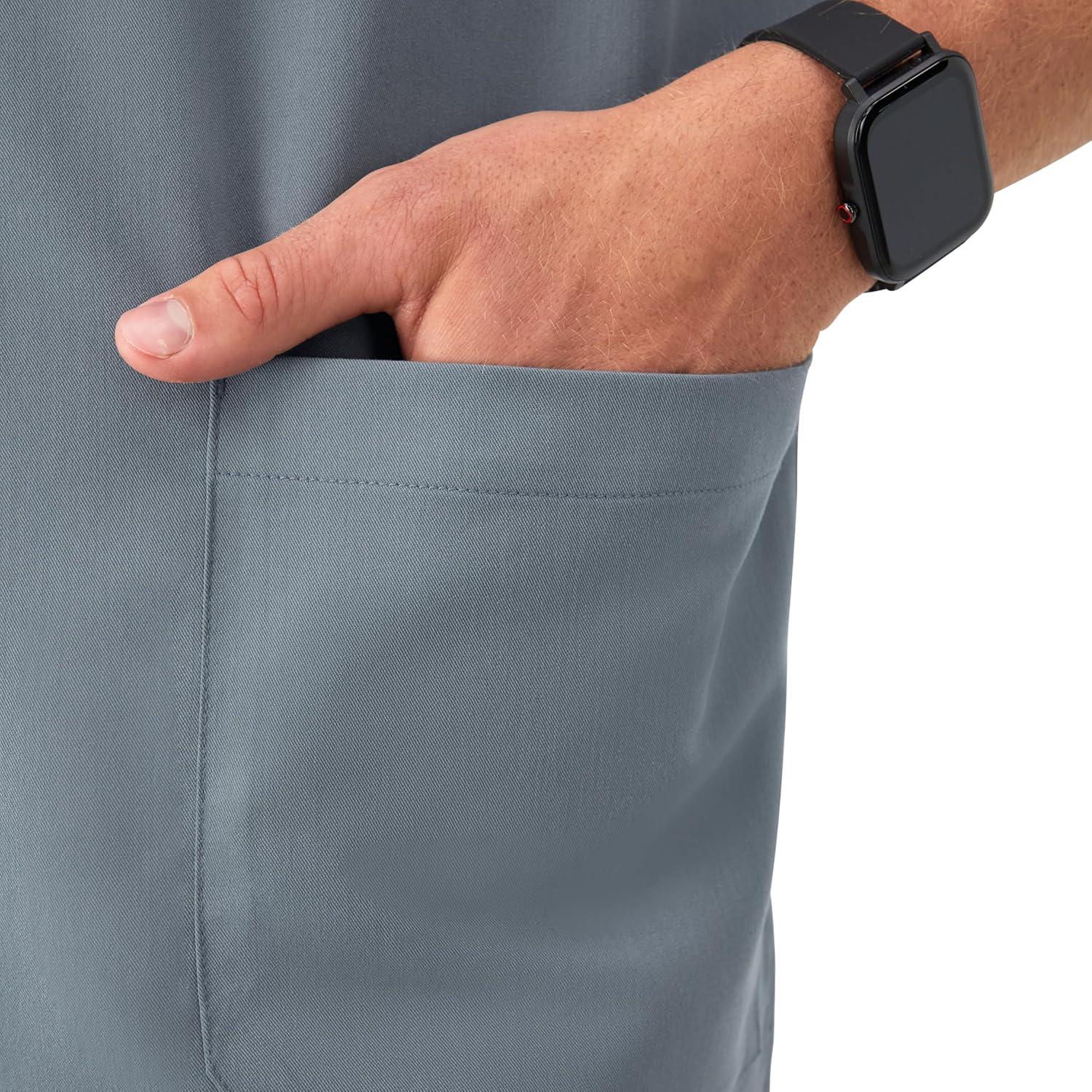 imageHanes Mens Scrubs Healthcare Top MoistureWicking Stretch Scrub Shirts for Men Odor ControlSlate Grey