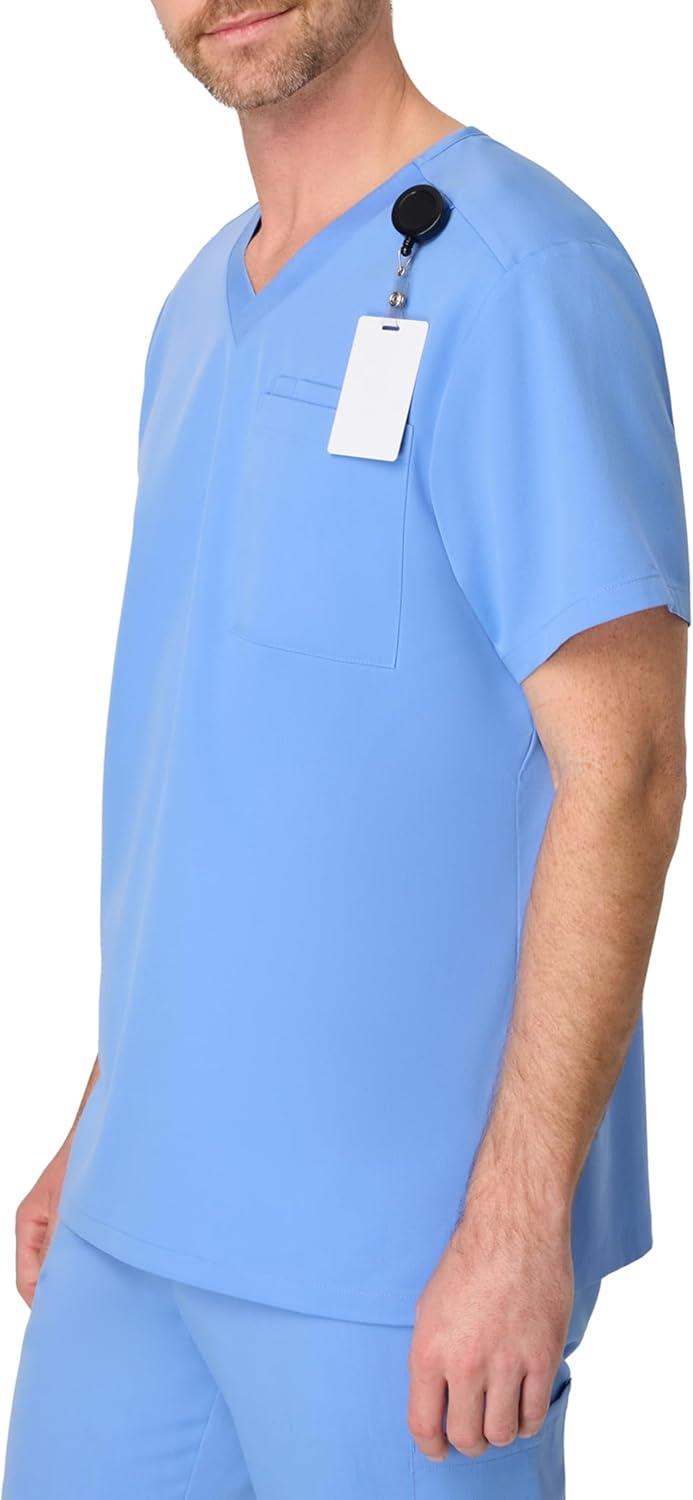 imageHanes Mens Scrubs Healthcare Top Scrub Shirt for Men MoistureWicking amp Odor Control One PocketCeil Blue 2