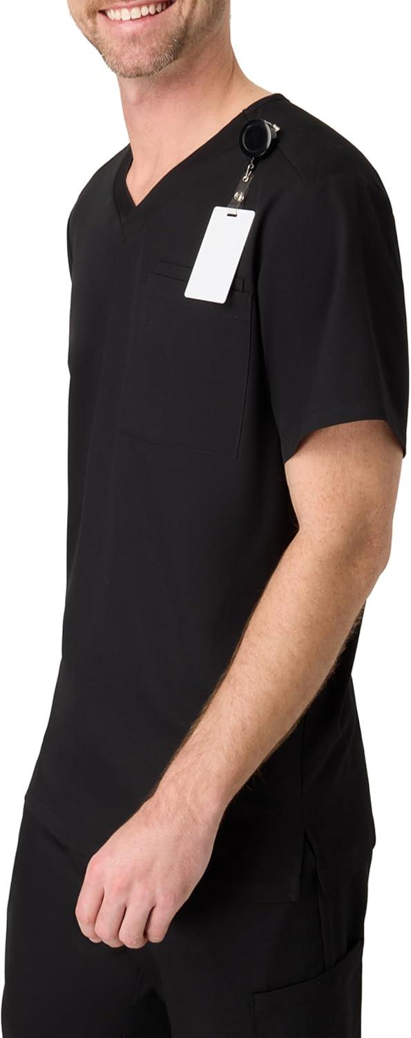 imageHanes Mens Scrubs Healthcare Top Scrub Shirt for Men MoistureWicking amp Odor Control One PocketNew Ebony