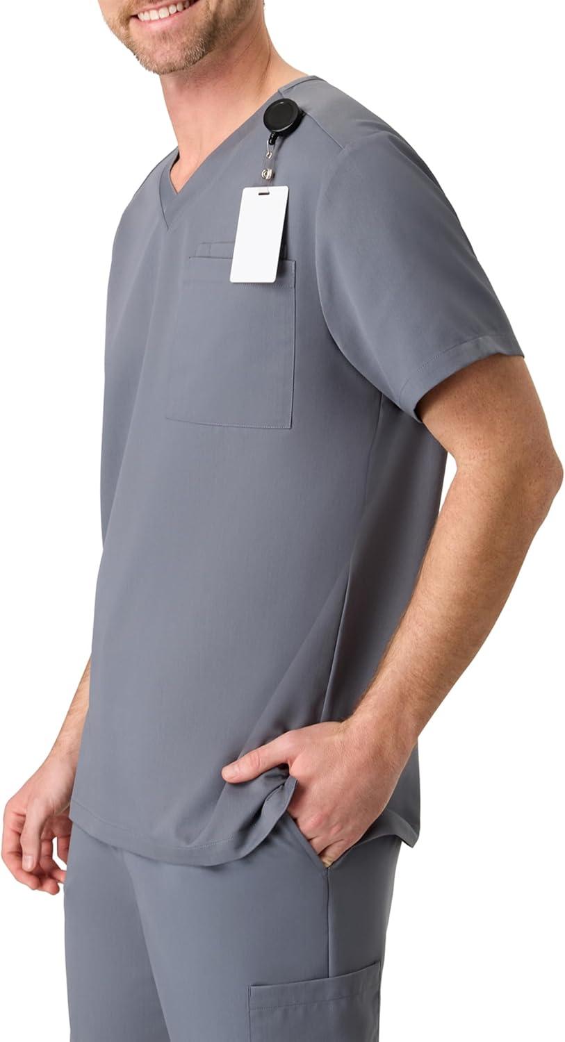 imageHanes Mens Scrubs Healthcare Top Scrub Shirt for Men MoistureWicking amp Odor Control One PocketSlate Grey