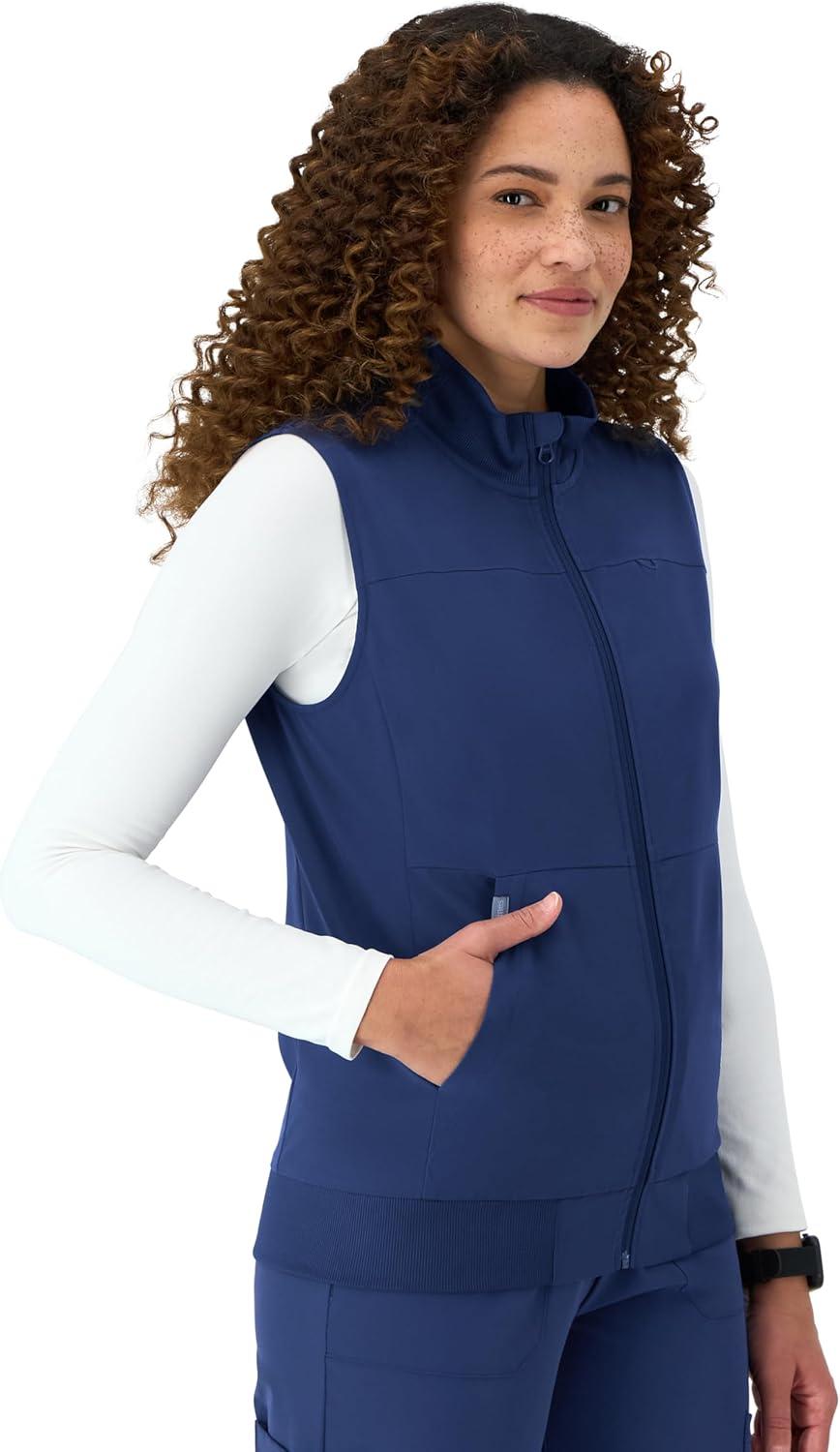 imageHanes Womens Comfort Fit Scrubs Healthcare Vest MoistureWicking Stretch Scrubs Vest for WomenAthletic Navy