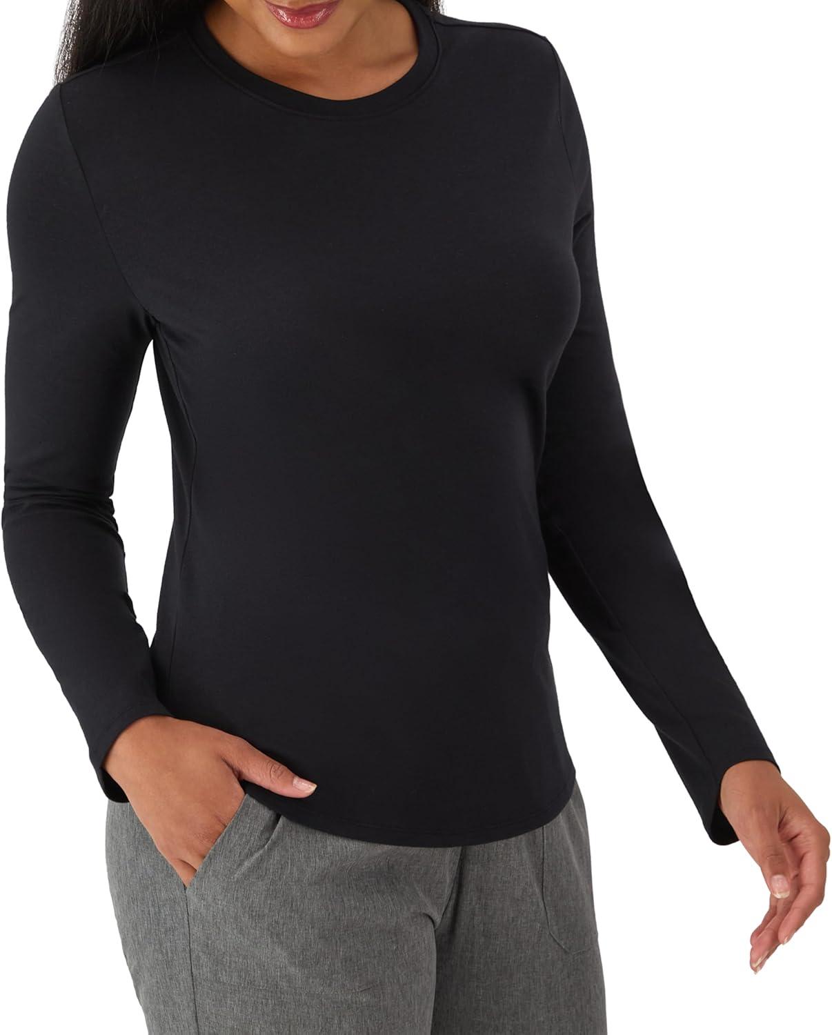 imageHanes Womens Comfort Fit Scrubs Underscrub Supersoft Viscose from Bamboo Long Sleeve ShirtNew Ebony