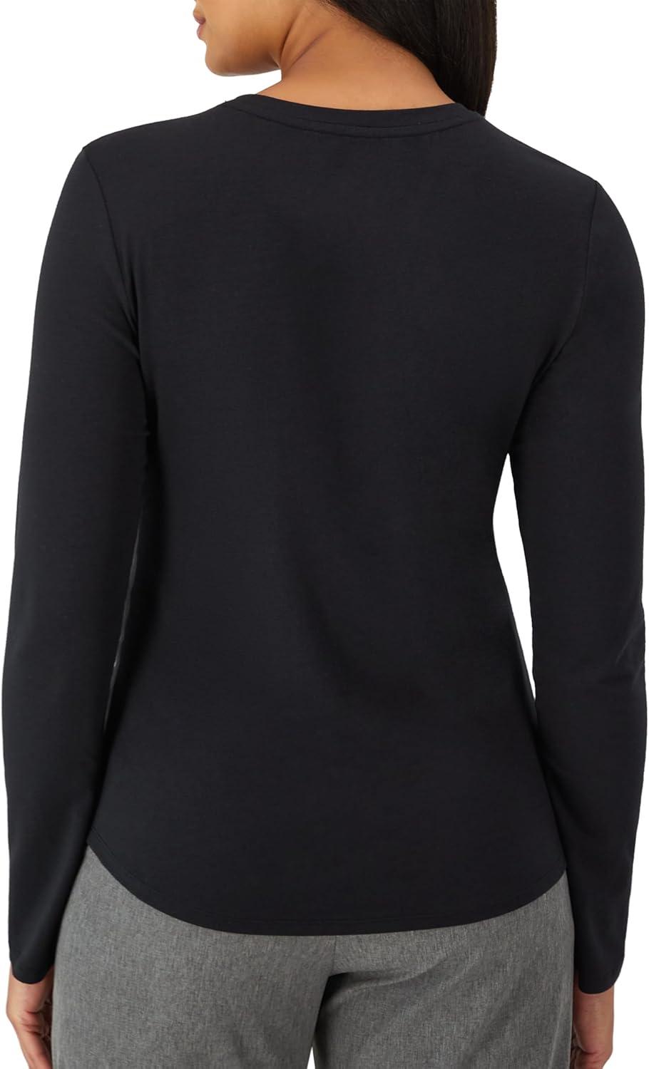imageHanes Womens Comfort Fit Scrubs Underscrub Supersoft Viscose from Bamboo Long Sleeve ShirtNew Ebony