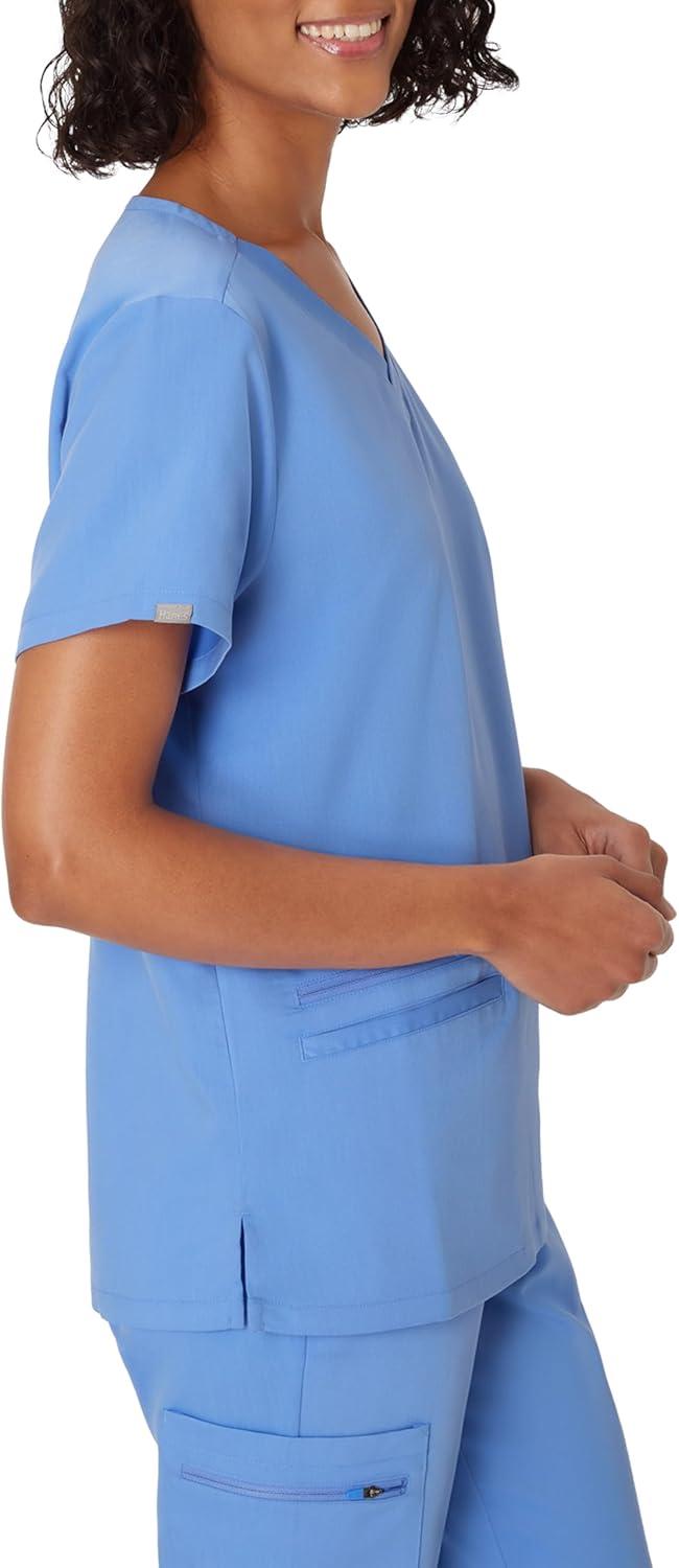 imageHanes Womens Hanes Womens Premium Scrubs Top with Pockets Comfort Fit Scrubs for Women Nurse EssentialsCeil Blue 2