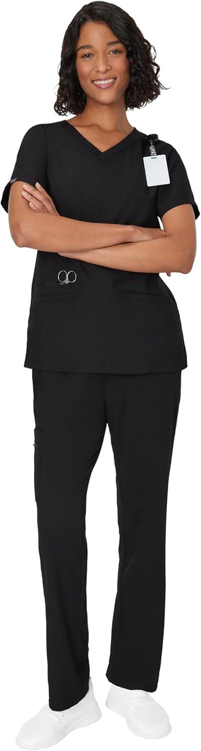 imageHanes Womens Hanes Womens Premium Scrubs Top with Pockets Comfort Fit Scrubs for Women Nurse EssentialsNew Ebony