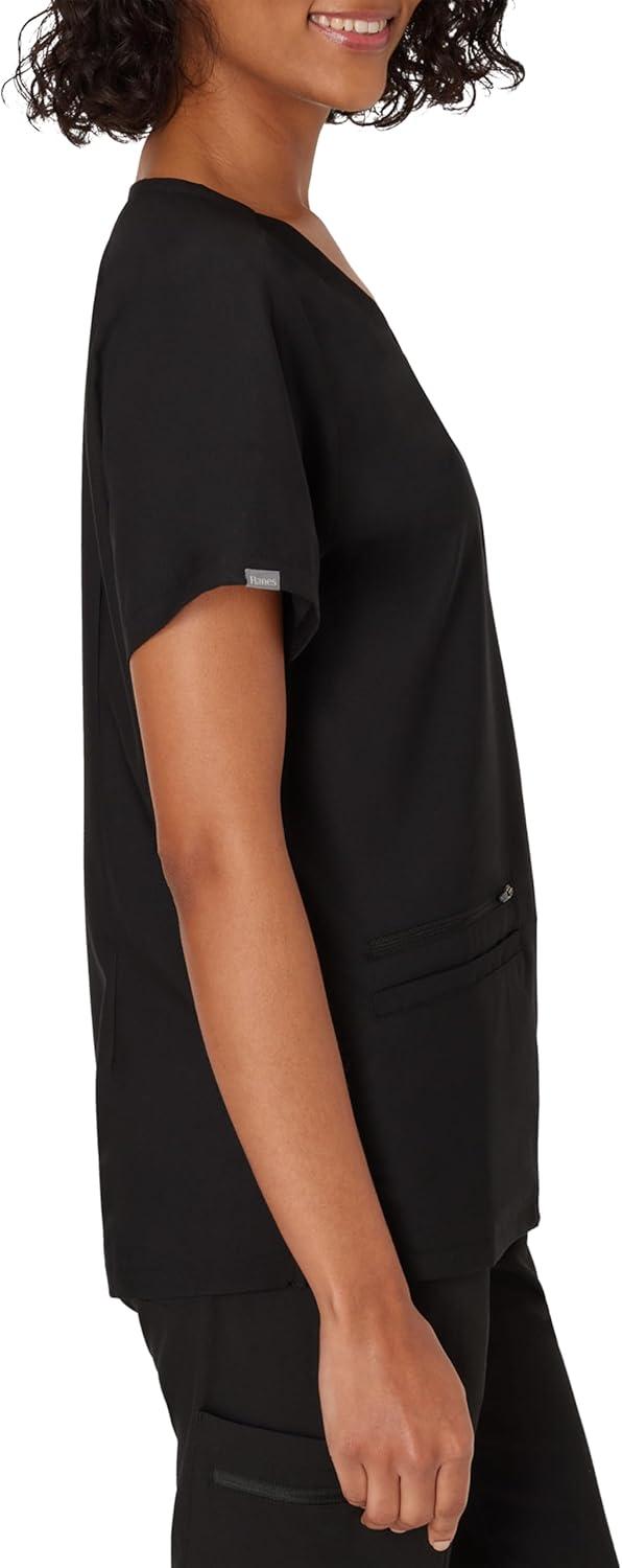 imageHanes Womens Hanes Womens Premium Scrubs Top with Pockets Comfort Fit Scrubs for Women Nurse EssentialsNew Ebony