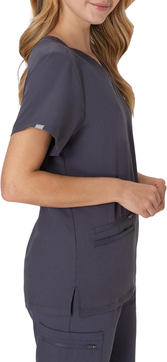 imageHanes Womens Hanes Womens Premium Scrubs Top with Pockets Comfort Fit Scrubs for Women Nurse EssentialsPeppercorn Grey