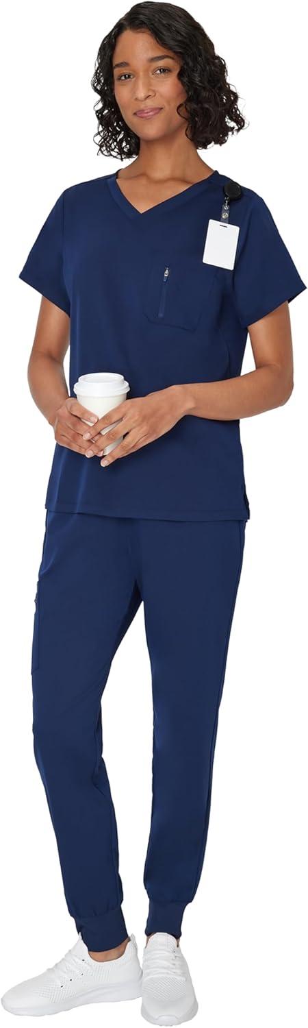 imageHanes Womens Premium Scrubs Top with Single Pocket Comfort Fit Scrubs for Women Nurse EssentialsAthletic Navy