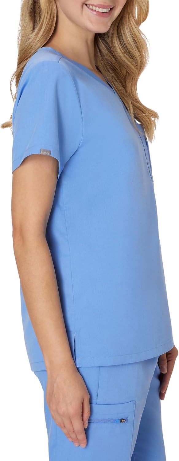 imageHanes Womens Premium Scrubs Top with Single Pocket Comfort Fit Scrubs for Women Nurse EssentialsCeil Blue 2