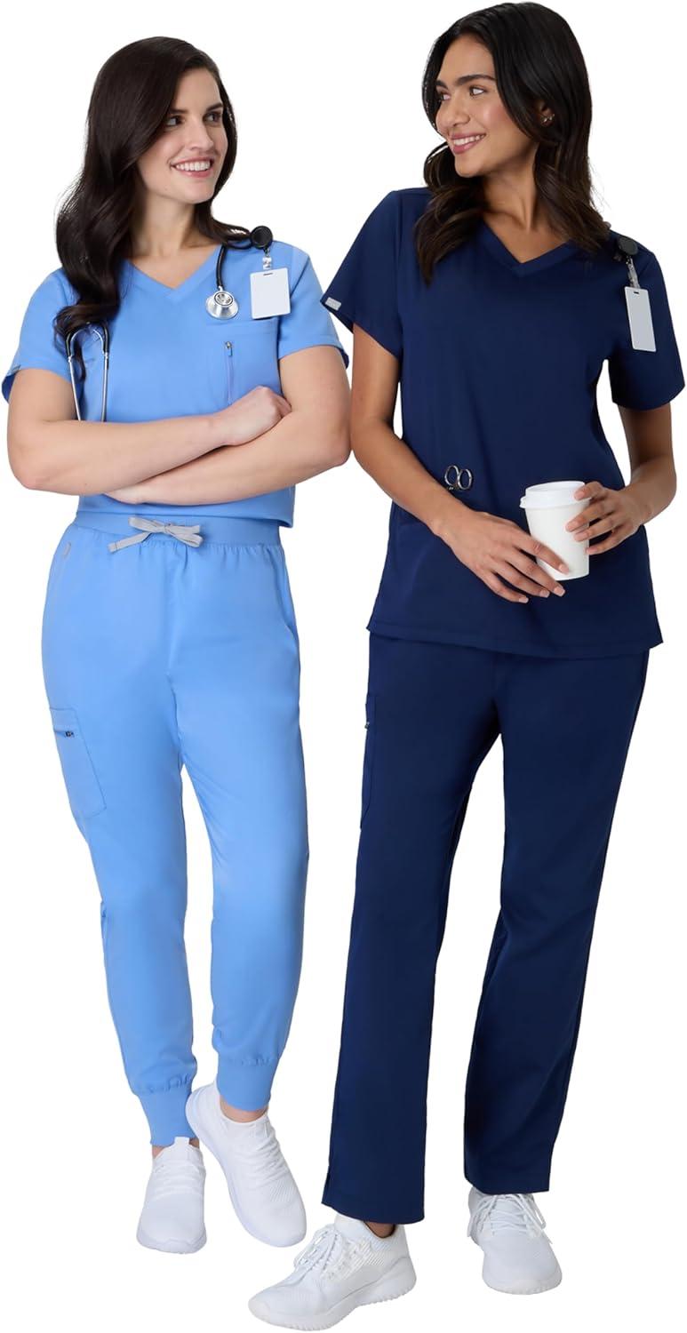 imageHanes Womens Premium Scrubs Top with Single Pocket Comfort Fit Scrubs for Women Nurse EssentialsCeil Blue 2