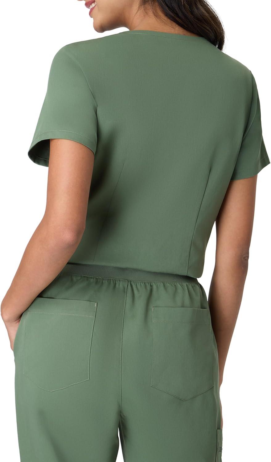 imageHanes Womens Premium Scrubs Top with Single Pocket Comfort Fit Scrubs for Women Nurse EssentialsGreen Moss
