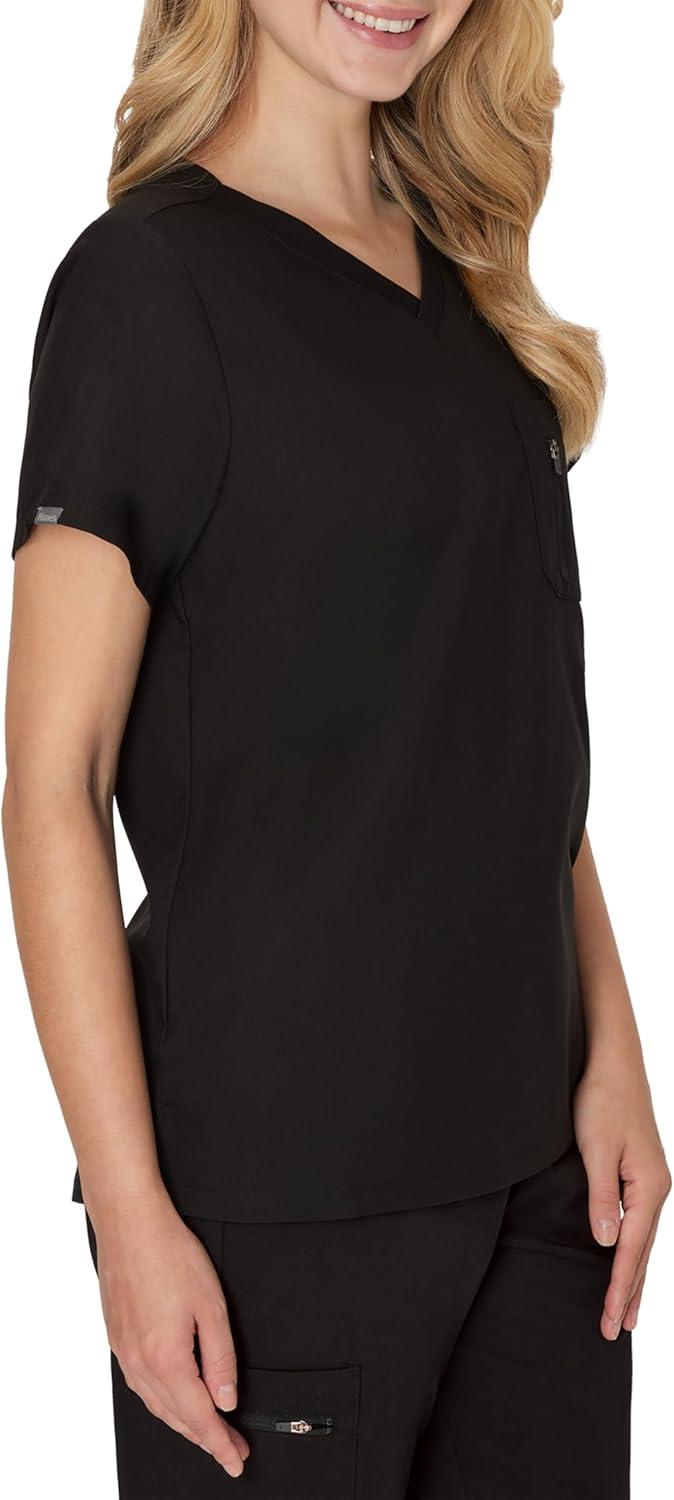 imageHanes Womens Premium Scrubs Top with Single Pocket Comfort Fit Scrubs for Women Nurse EssentialsNew Ebony