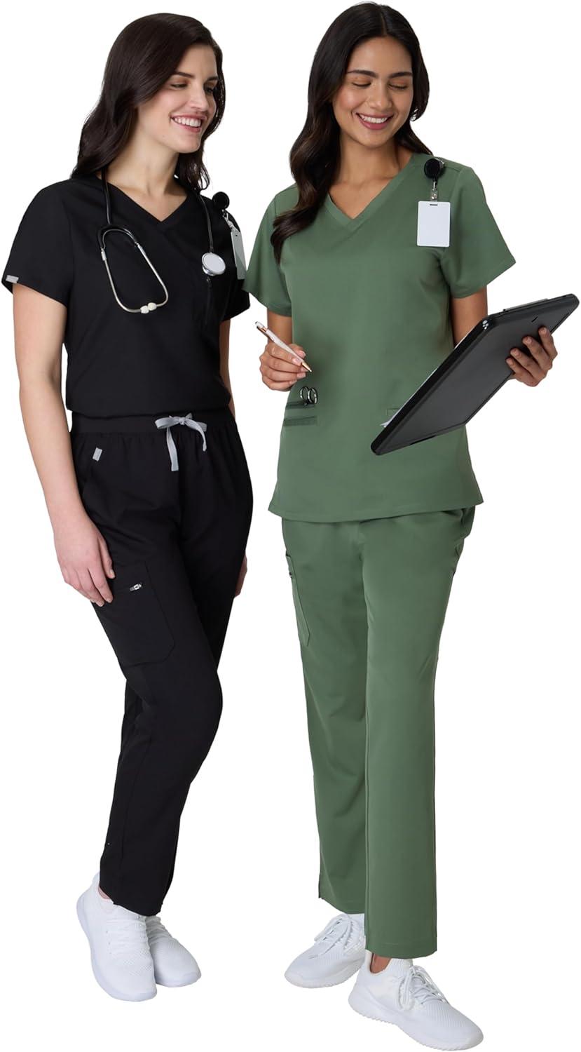 imageHanes Womens Premium Scrubs Top with Single Pocket Comfort Fit Scrubs for Women Nurse EssentialsNew Ebony