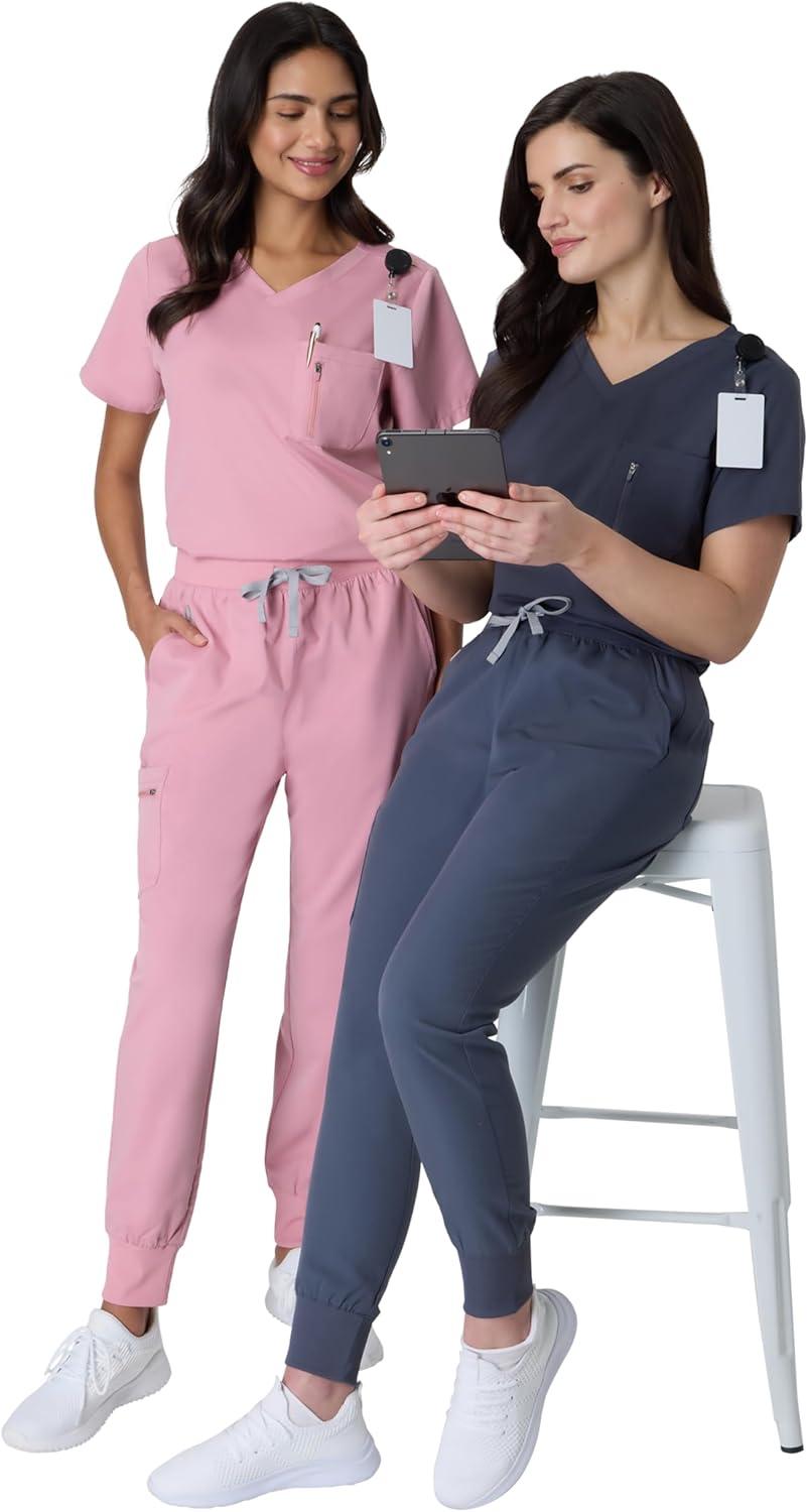 imageHanes Womens Premium Scrubs Top with Single Pocket Comfort Fit Scrubs for Women Nurse EssentialsPeppercorn Grey