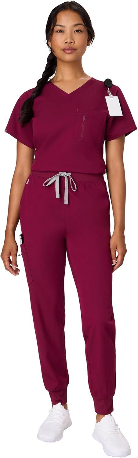 imageHanes Womens Scrub Joggers Comfort Fit Healthcare Pants for Women MoistureWicking Medical Scrubs with Odor ControlAfternoon Burgundy
