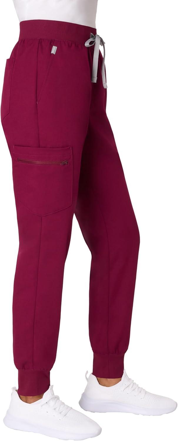 imageHanes Womens Scrub Joggers Comfort Fit Healthcare Pants for Women MoistureWicking Medical Scrubs with Odor ControlAfternoon Burgundy