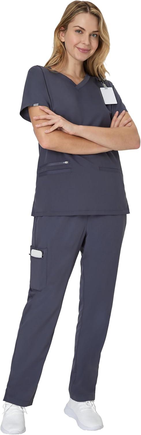 imageHanes Womens Scrub Pants Comfort Fit Healthcare Pants for Women MoistureWicking Medical ScrubsPeppercorn Grey