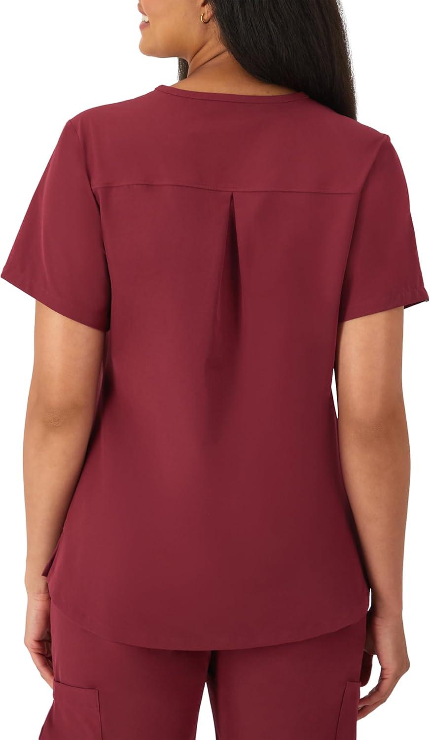 imageHanes Womens Scrubs Healthcare Top with VNeckline MoistureWicking Stretch Scrub ShirtsAfternoon Burgundy