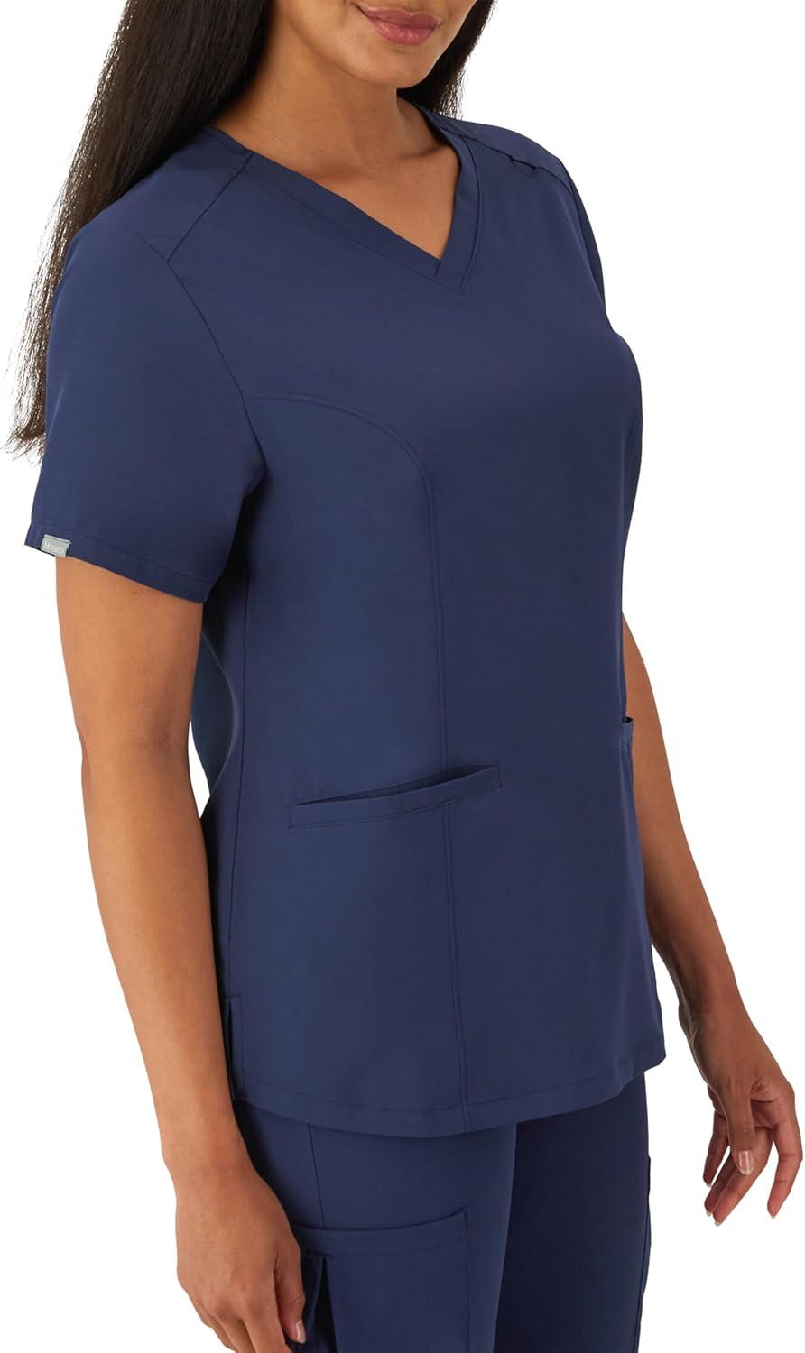 imageHanes Womens Scrubs Healthcare Top with VNeckline MoistureWicking Stretch Scrub ShirtsAthletic Navy