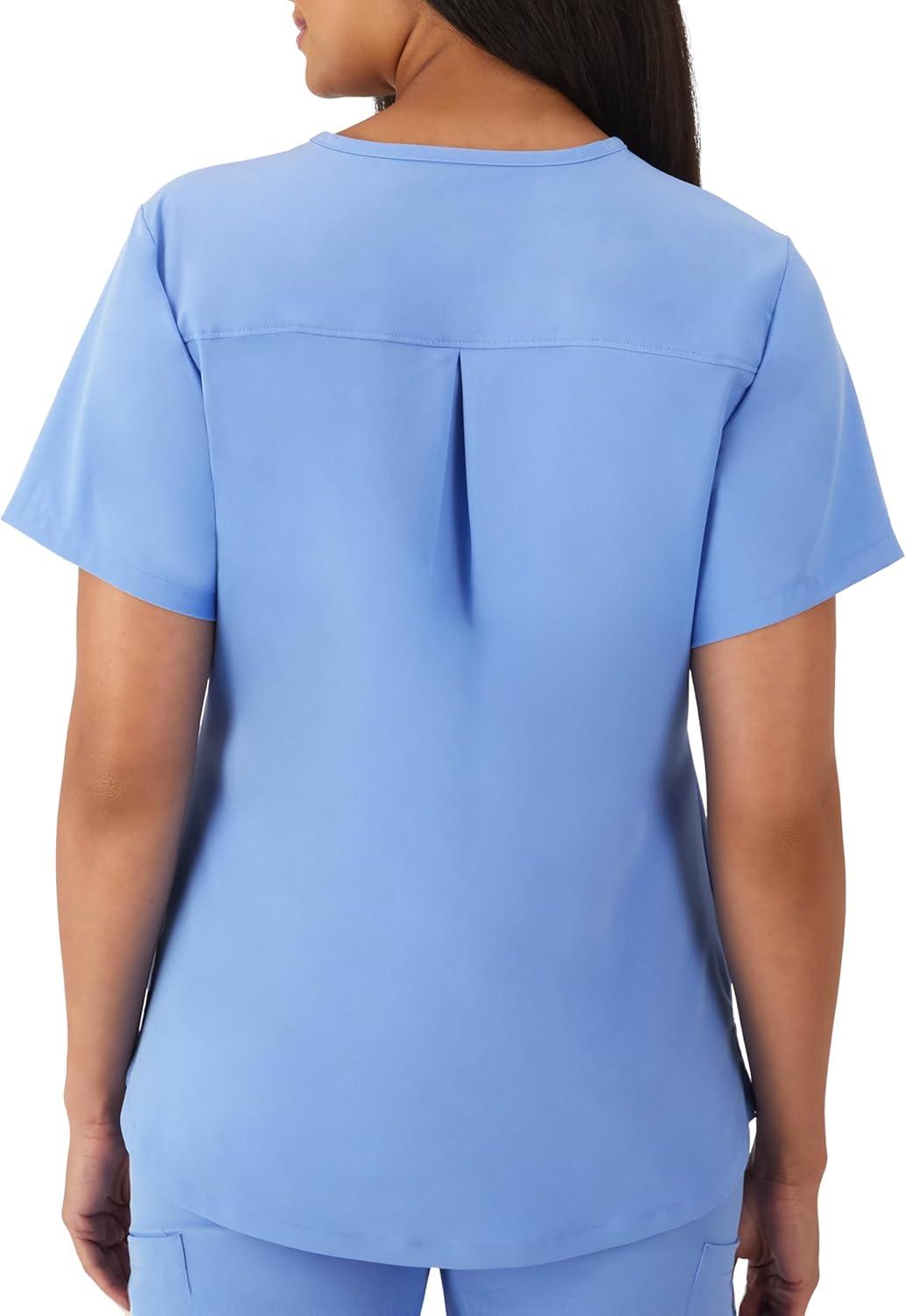 imageHanes Womens Scrubs Healthcare Top with VNeckline MoistureWicking Stretch Scrub ShirtsCeil Blue 2